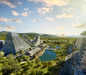 VivaPark Porto Belo aerial render of resort-style residential community